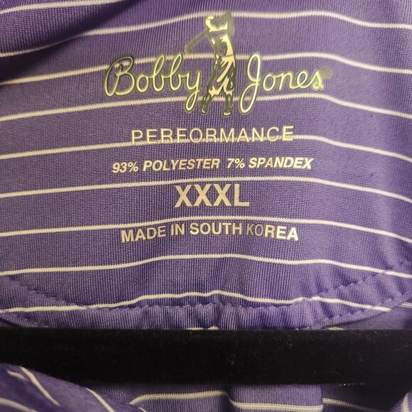 Bobby Jones Men's XXL Purple Striped Performance Polo Shirt  Golf - Picture 7 of 9